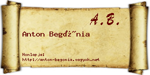Anton Begónia névjegykártya